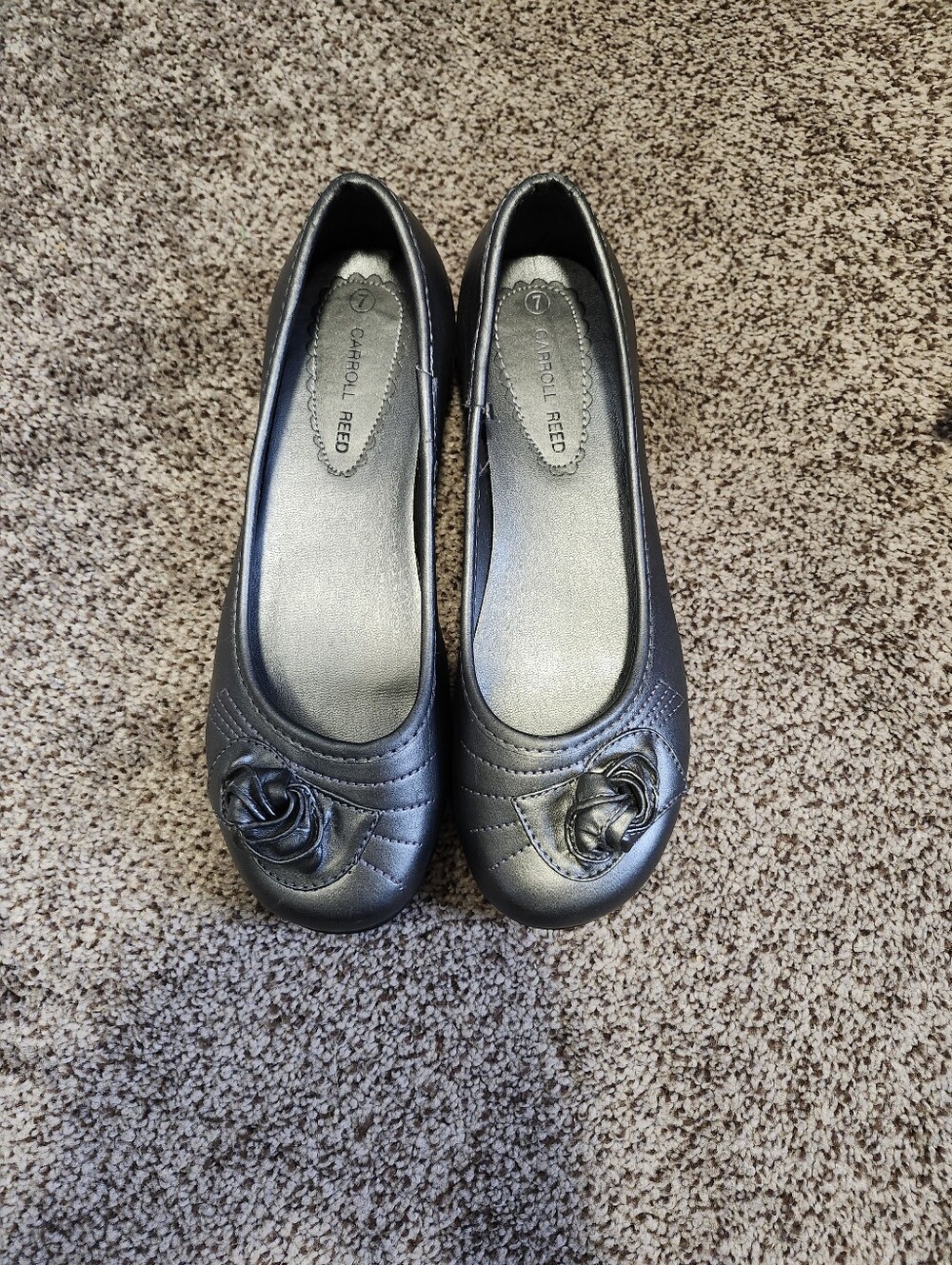 Carol Reid Metallic Black Floral Ballet Flats Sz 7